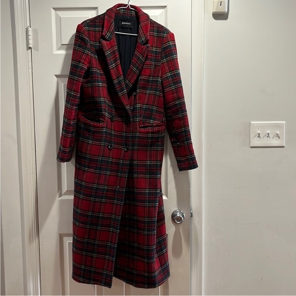 Beautiful 70% wool Reformation Middlebury long plaid coat, size Large - Picture 2 of 11